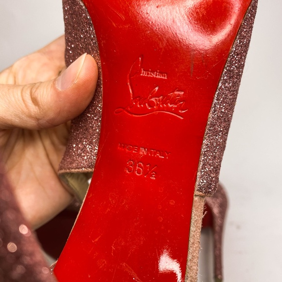 Christian Louboutin Marlenarock Size 36.5 100mm Heels in Glitter Pink. - Picture 11 of 12